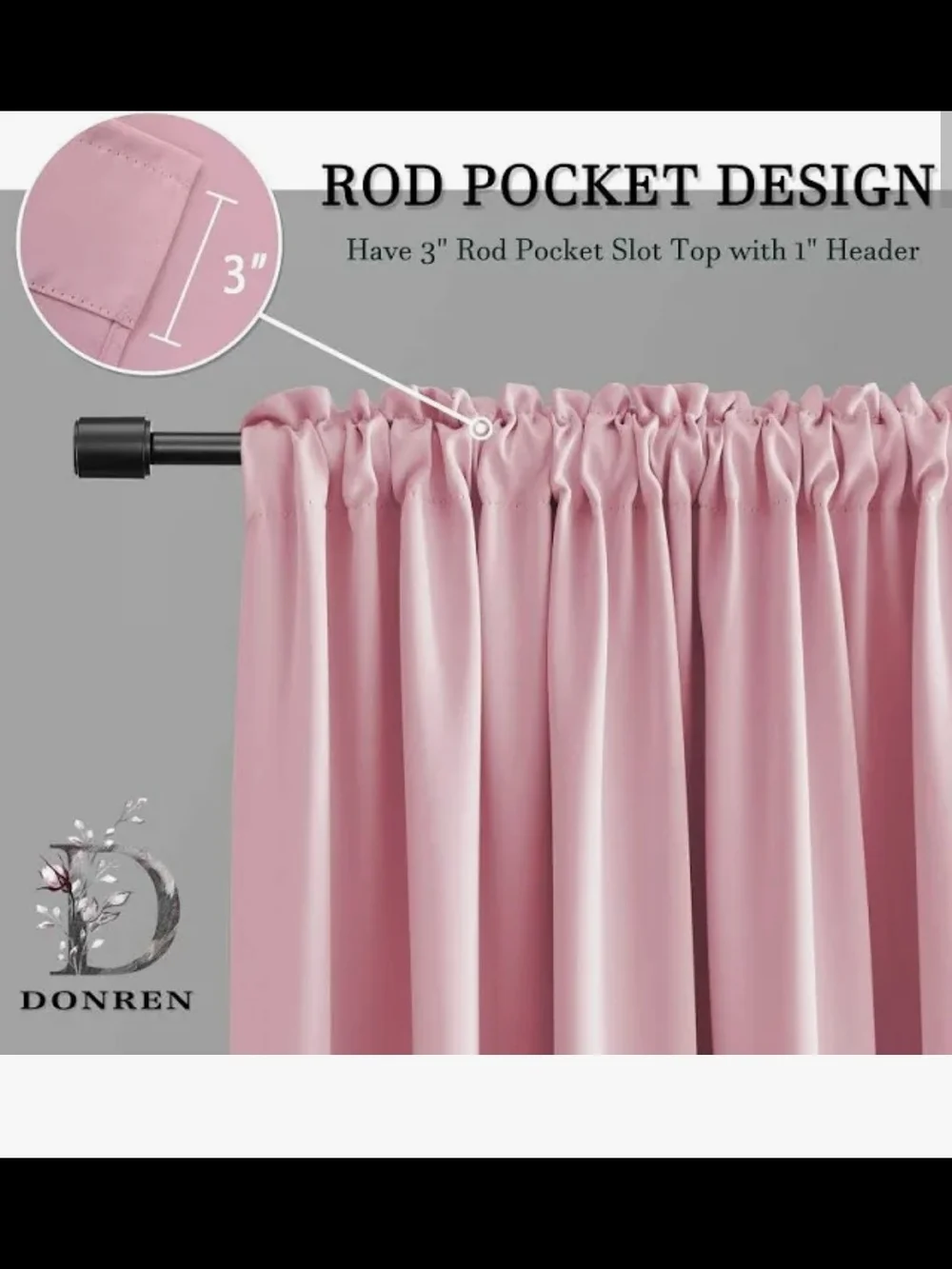 Donren Pink Room Darkening Curtains 2 Panels 42 X 54 Inches